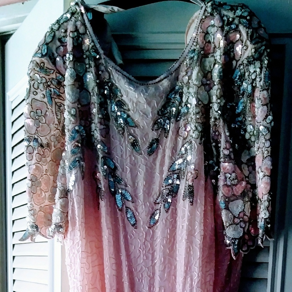 Women's Pink Beaded Cocktail Dress Large